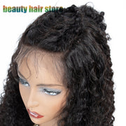 Perruques en Cheveux Humains Brésiliens Kinky Curly avec Dentelle Frontale