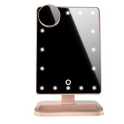 Miroir de maquillage à écran tactile avec 20 LED, haut-parleur Bluetooth, miroir grossissant 10X et éclairage.