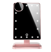 Miroir de maquillage à écran tactile avec 20 LED, haut-parleur Bluetooth, miroir grossissant 10X et éclairage.