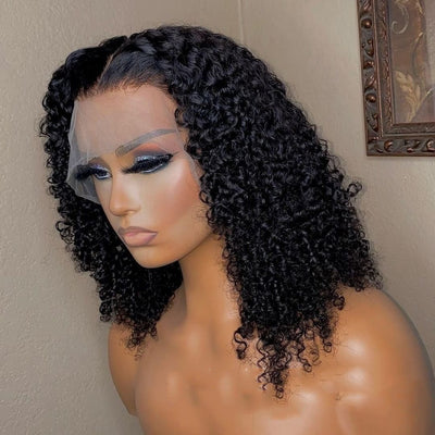 Perruque en cheveux humains Jerry Curly 13x4 Lace Front 150