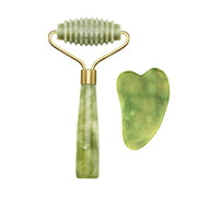 2PC Outils de Massage Gua Sha en Pierre de Jade Naturelle