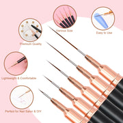 Set de 5 Pièces - Pinceaux Professionnels pour Nail Art Liner pour Design de Rayures et Peinture, Pinceaux Gel Liner pour Ongles