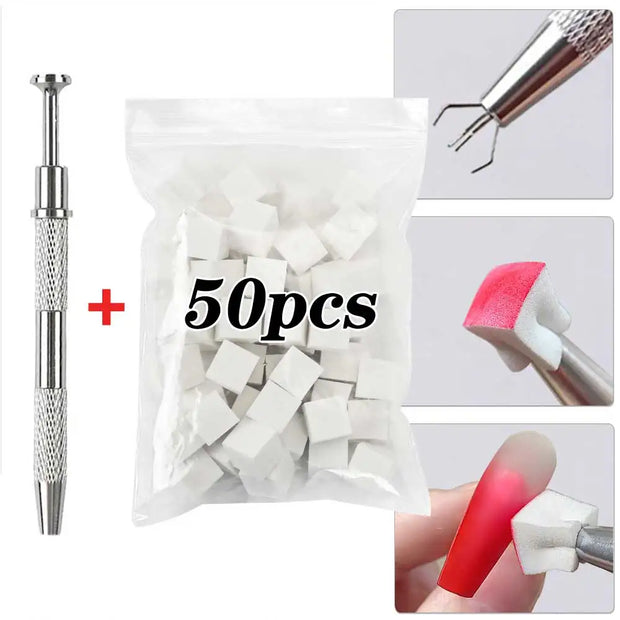 Ensemble de 50 éponges carrées pour nail art + stylo de prise, pinceaux pour dégradé, vernis gel pour conception d'ongles, éponges pour ongles, stylo de prise, fournitures pour manucure