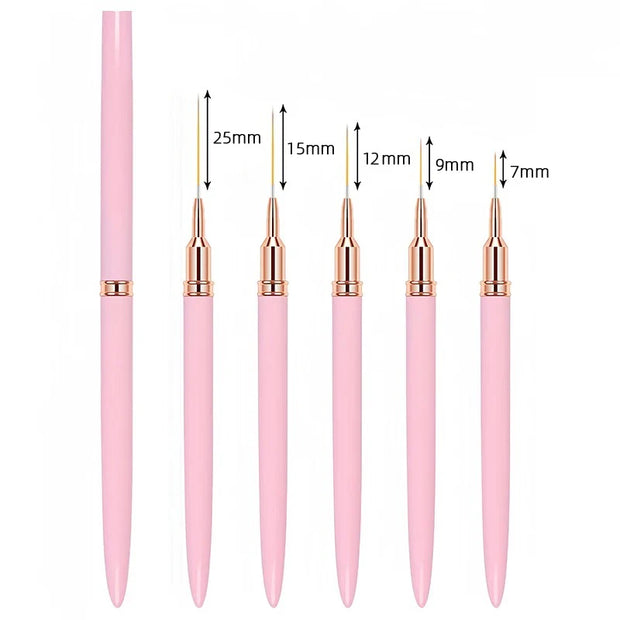 Set de 5 Pièces - Pinceaux Professionnels pour Nail Art Liner pour Design de Rayures et Peinture, Pinceaux Gel Liner pour Ongles