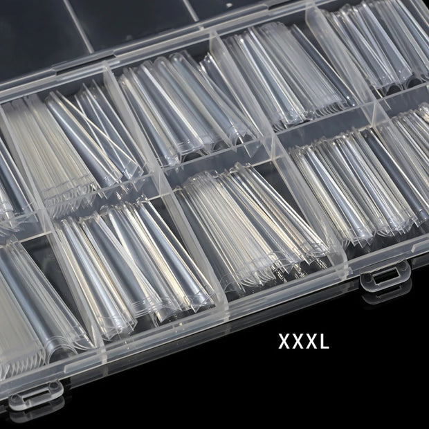 240PC Conseils d'ongles carrés clairs extra longs 3XL professionnels, 12 tailles, recouvrement partiel, ongles acryliques, sans courbure C, faux ongles carrés longs