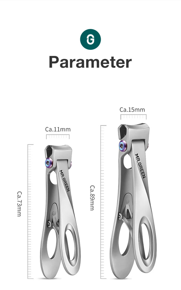 MR.GREEN Coupe-ongles avec ouverture large en acier inoxydable, coupe-ongles pour les ongles des mains et des pieds épais et durs, outils de manucure