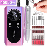 Perceuse électrique professionnelle 45000RPM portable rechargeable, ponceuse à ongles à faible bruit, outil pour manucure de salon