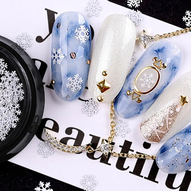 Nail Jewelry  Fournitures de salon de manucure pour femmes et filles, paillettes en forme de flocon de neige pour ongles, tranches de paillettes pour art des ongles, décoration 3D, paillettes étincelantes.