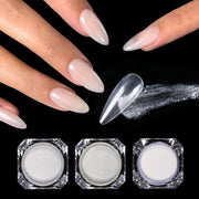 Poudre à paillettes blanche perle Aurora pour ongles, pigment miroir chrome Moonlight blanc, poudre à frotter, décoration pour ongles et fournitures d'art.