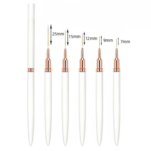 Set de 5 Pièces - Pinceaux Professionnels pour Nail Art Liner pour Design de Rayures et Peinture, Pinceaux Gel Liner pour Ongles