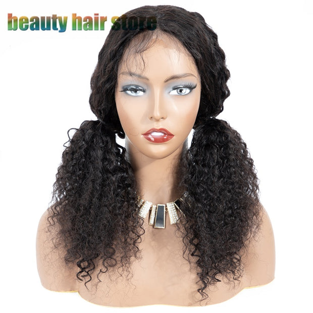 Perruques en Cheveux Humains Brésiliens Kinky Curly avec Dentelle Frontale