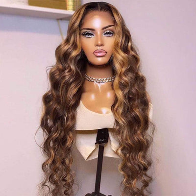 Perruque en cheveux humains Star Fashion Highlights Blonde Body Wave